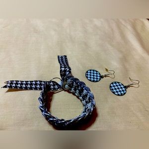 Costume jewelry-houndstooth print-earrings and bracelet